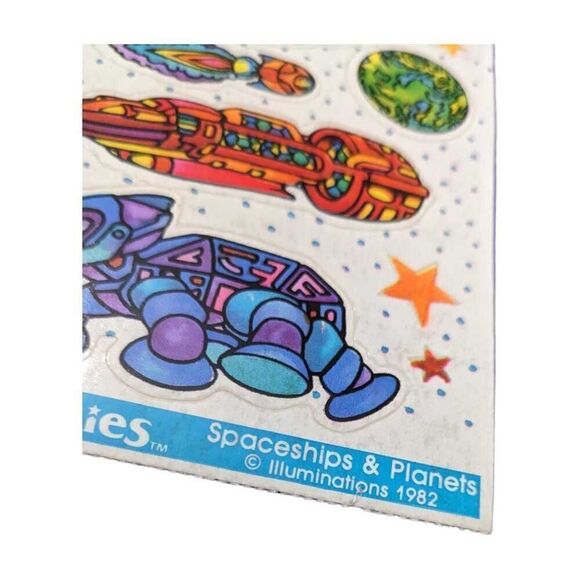 Vintage 80’s ILLUMINATIONS Fantasies Sticker Sheet - SPACESHIPS & PLANETS - Rare - Picture 2 of 3